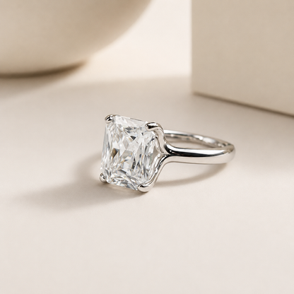 Radiant Cut Solitaire Engagement Ring / Radiant Cut Moissanite Solitaire / Moissanite solitaire 14k White Gold / #6272
