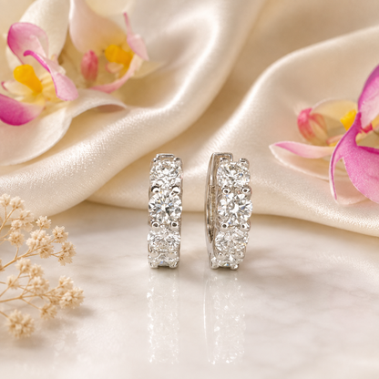 2.00 CTW Lab Grown Diamond Hoop Earrings , Diamond Hoop Earrings , 14k Gold Huggie Small Hoops Unisex Minimalist Everyday Earrings , #8350