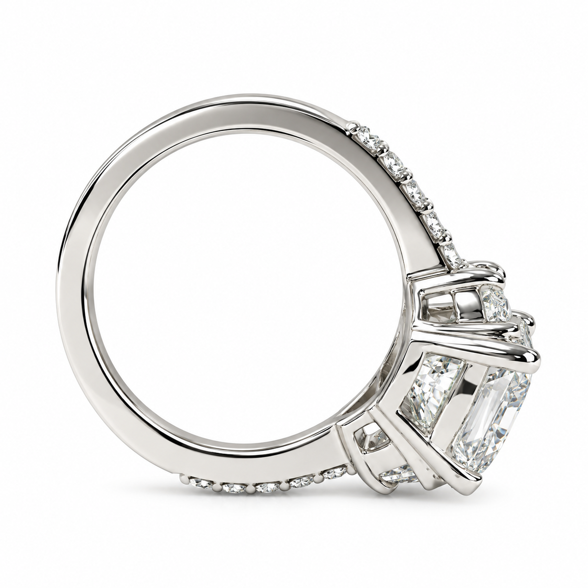 Moissanite Engagement Rings For Women Radiant Cut Wedding Ring 14K Solid White Gold,  #7179 Bridal Ring Solitaire Moissanite Engagement Ring