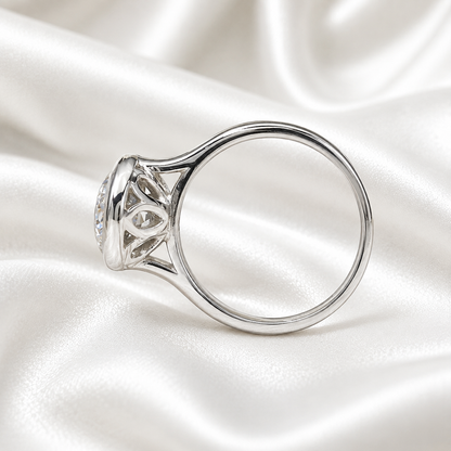 3 carat Round Moissanite Solitaire Engagement Ring, 14k Gold Moissanite Bezel Set Wedding Ring, Round Solitaire Ring For Her #5987