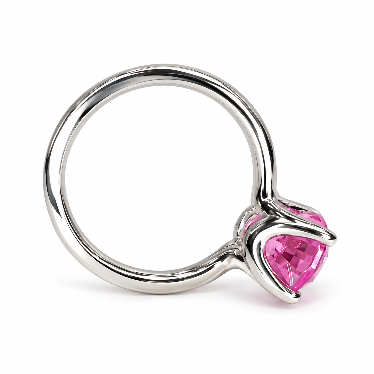 Pink Sapphire Solitaire Ring, Ladies Sapphire Engagement Ring, 14k White Gold Ring, Oval Sapphire Anniversary Ring, Birthstone Ring, #6448