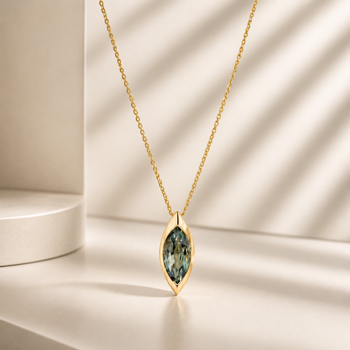 1.00 CTW Blue Sapphire Pear Shape Bezel Set Pendant Necklace 14K Solid Gold Dainty Layering Necklace Birthstone Jewerly #8830