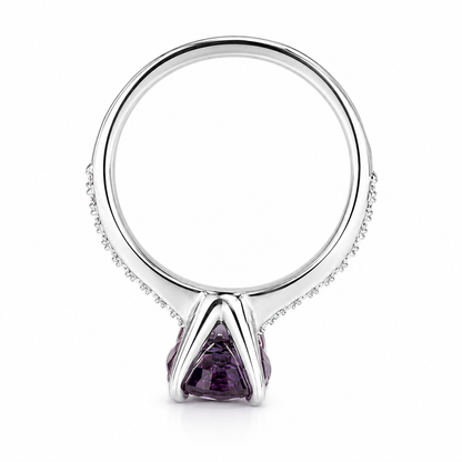 Oval Cut Engagement Ring / Alexandrite Wedding Ring / Alexandrite and Moissanite Ring / 14k White Gold / #6215