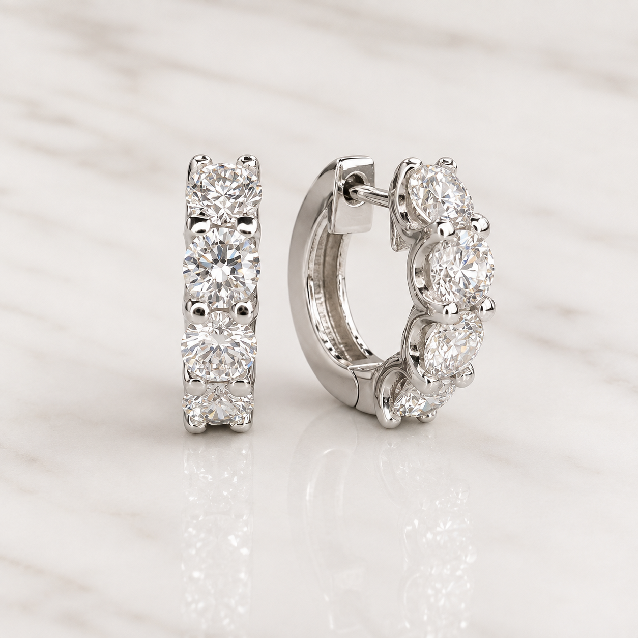 2.00 CTW Lab Grown Diamond Hoop Earrings , Diamond Hoop Earrings , 14k Gold Huggie Small Hoops Unisex Minimalist Everyday Earrings , #8350