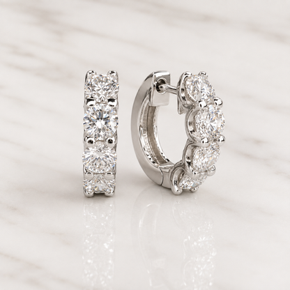 2.00 CTW Lab Grown Diamond Hoop Earrings , Diamond Hoop Earrings , 14k Gold Huggie Small Hoops Unisex Minimalist Everyday Earrings , #8350