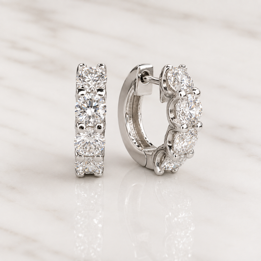 2.00 CTW Lab Grown Diamond Hoop Earrings , Diamond Hoop Earrings , 14k Gold Huggie Small Hoops Unisex Minimalist Everyday Earrings , #8350