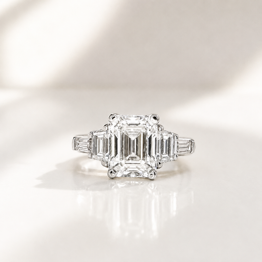 2.50 Carat Emerald Cut Lab Grown Diamond Engagement Ring, 14K Solid Gold, IGI Certified #8387