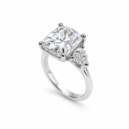 Cushion Cut Solitaire Moissanite Engagement Ring, Three Stone Certified Moissanite Wedding Ring, Cushion Cut Anniversary Ring For Her  #6564