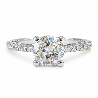 Solitaire Diamond Engagement Ring 14k White Gold, Thin Band Engagement Ring, Simple Promise Ring For Her, Solitaire Engagement Ring,  #6459