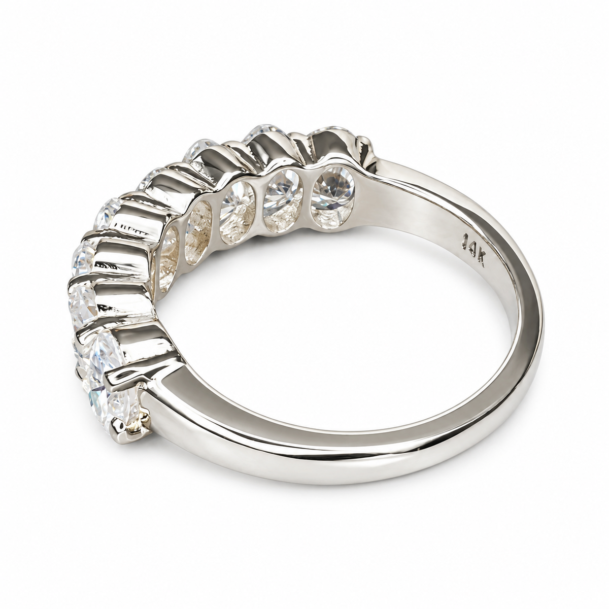 Eternity Wedding Band 14k White Gold, Oval Cut Wedding Band, Anniversary Band, Moissanite Wedding Band, Oval Cut Band, Half Eternity, #6320