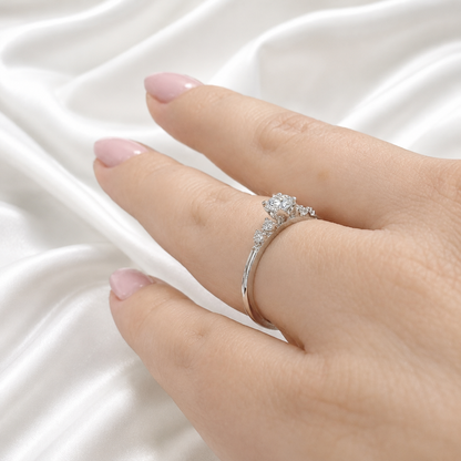 0.25CT Center Lab Grown Diamond Engagement Ring 14K Solid Gold, Five Stone Lab Created Diamond Wedding Ring Simple Diamond Bridal Ring #8849