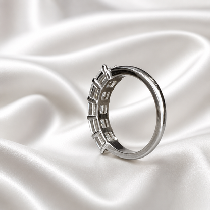 Lab grown diamond wedding band, Lab created diamond half eternity band 14k solid gold, 5 stone radiant diamond ring, cvd diamond ring