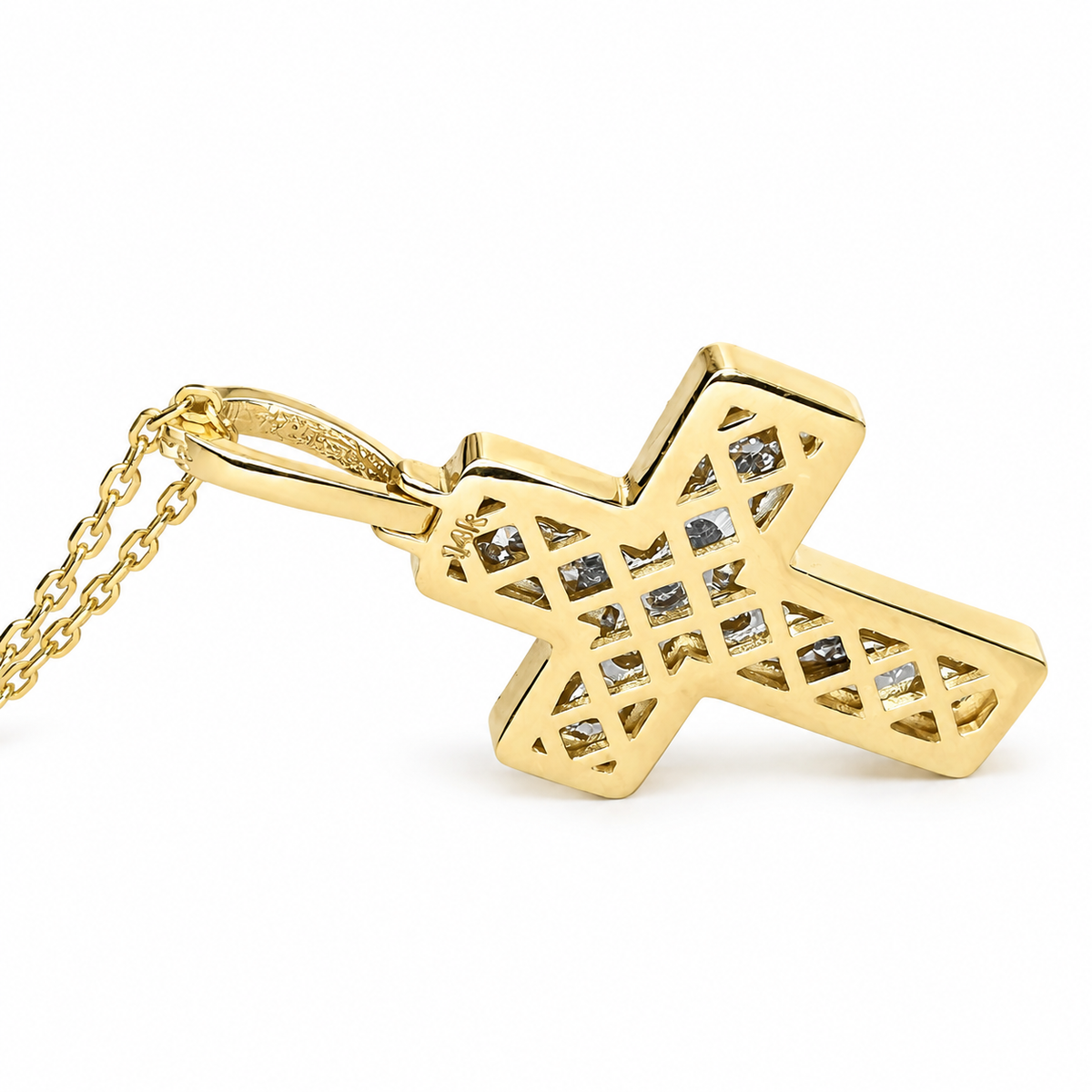 Large Cross Necklace 14K Solid Gold, Unique Moissanite Cross Pendant Necklace, Custom Cross Pendant Faith Crucifix Jesus Necklace Gold #7690