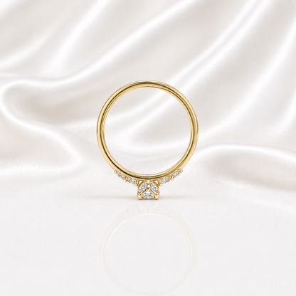 0.25CT Center Lab Grown Diamond Engagement Ring 14K Solid Gold, Five Stone Lab Created Diamond Wedding Ring Simple Diamond Bridal Ring #8849
