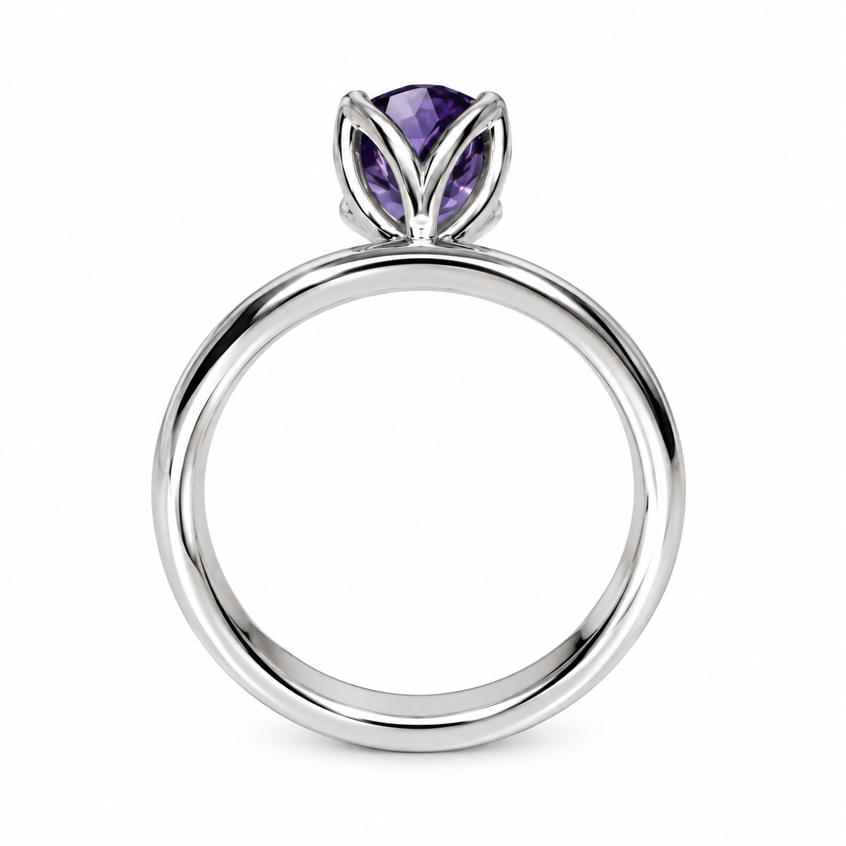 Round Alexandrite Engagement Ring, Alexandrite Ring, Solitaire Engagement Ring, June Birthstone Ring, Gift For Her, Simple Ring,  #5131