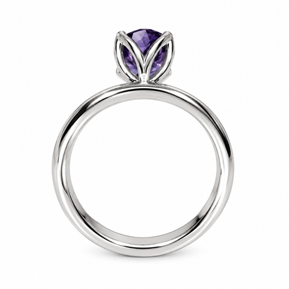 Round Alexandrite Engagement Ring, Alexandrite Ring, Solitaire Engagement Ring, June Birthstone Ring, Gift For Her, Simple Ring,  #5131