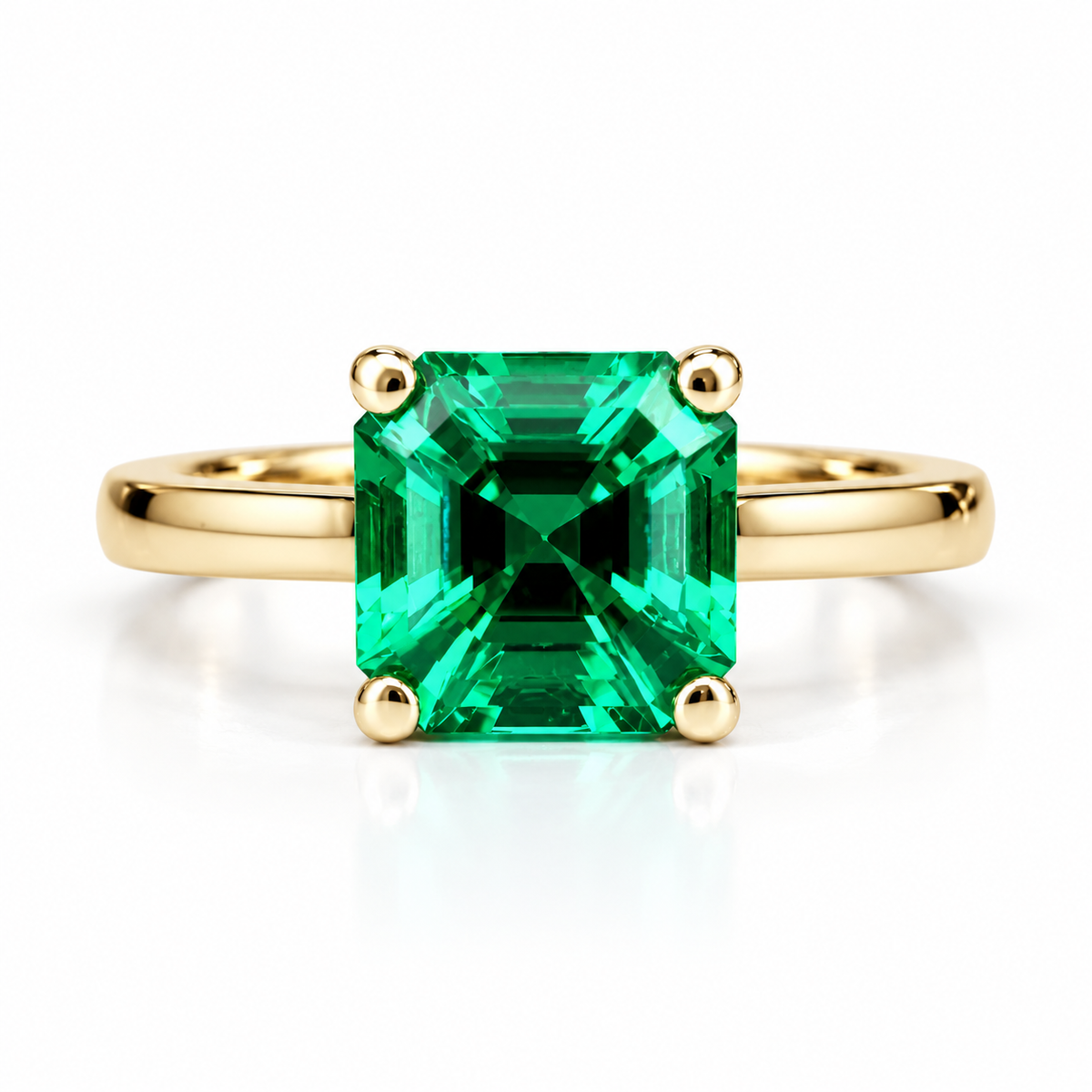 Asscher cut emerald engagement  ring,  emerald solitaire ring 14k yellow gold May birthstone minimalist dainty ring emerald green ring
