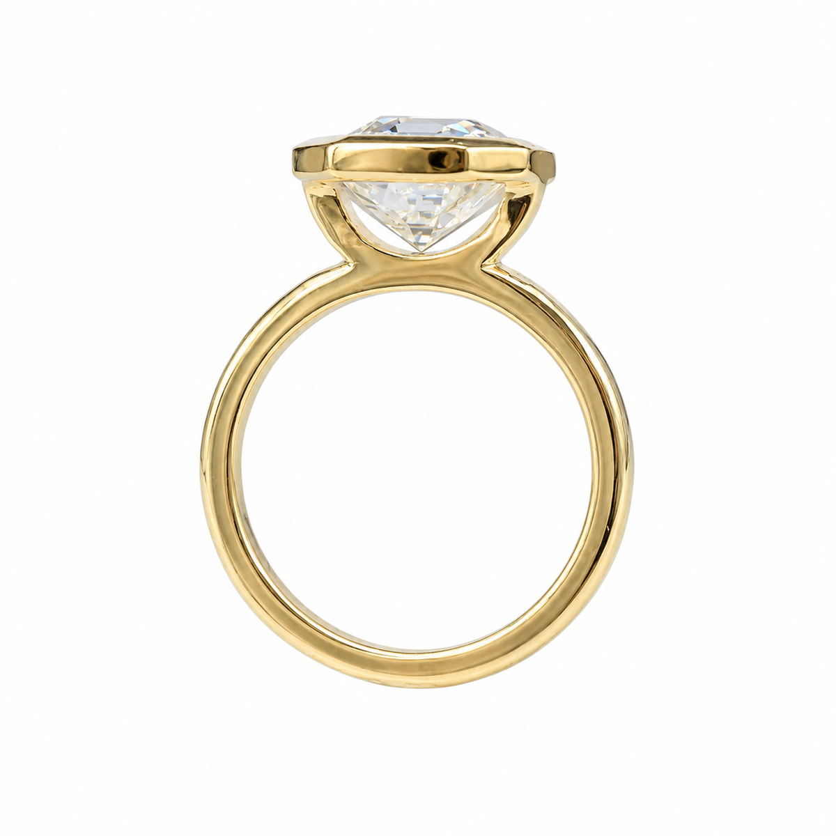 Moissanite Asscher Cut Solitaire Engagement Ring, Asscher Moissanite Bezel Set Wedding Ring, 14k Yellow Gold Solitaire Moissanite Ring #5429
