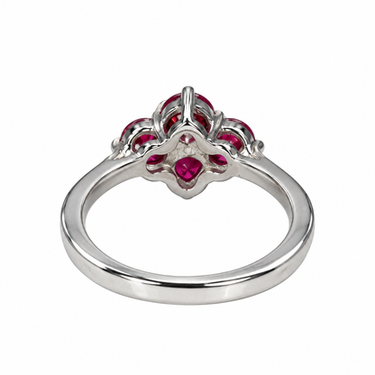 Four Stone Ruby Ring 14K Solid White Gold, Ruby Promise Ring For Ladies Unique Ruby Engagement Ring, Unique Cross Ruby Ring For Women,#6872