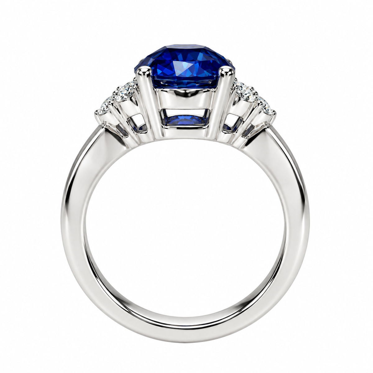 Blue Sapphire Engagement Ring 14K White Gold, September Birthstone Ring For Ladies, Round Sapphire Ring, Blue Sapphire Anniversary Ring
