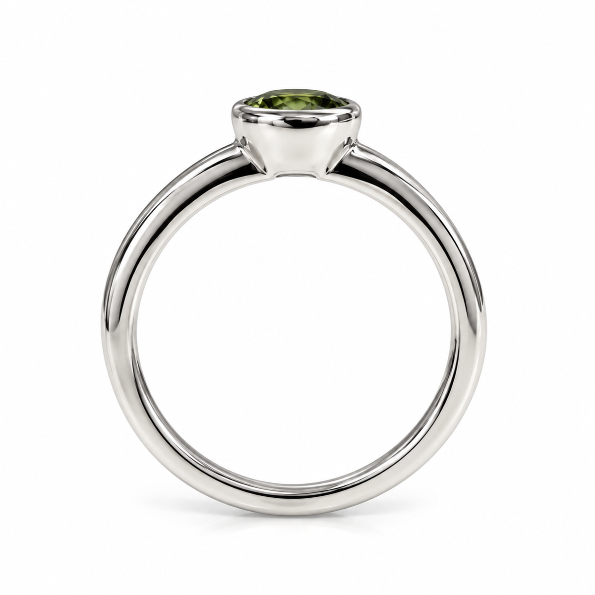 Oval Green Sapphire Ring For Women 14k Solid White Gold, Bezel Set Sapphire Minimalist Ring, Thin Unique Green Sapphire Stacking Ring, #5842