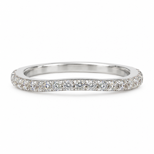 Diamond Curved Band, Stacking Curved Ring, Dainty Stacking Band, Delicate Moissanite Wedding Band, White Gold Engagement Ring,  #4982 #6495