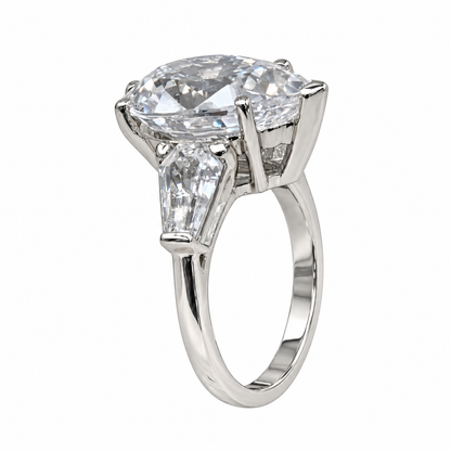 Pear shaped moissanite engagement ring 14K solid gold, three stone engagement set women vintage baguette moissanite Promise ring gift, #6484