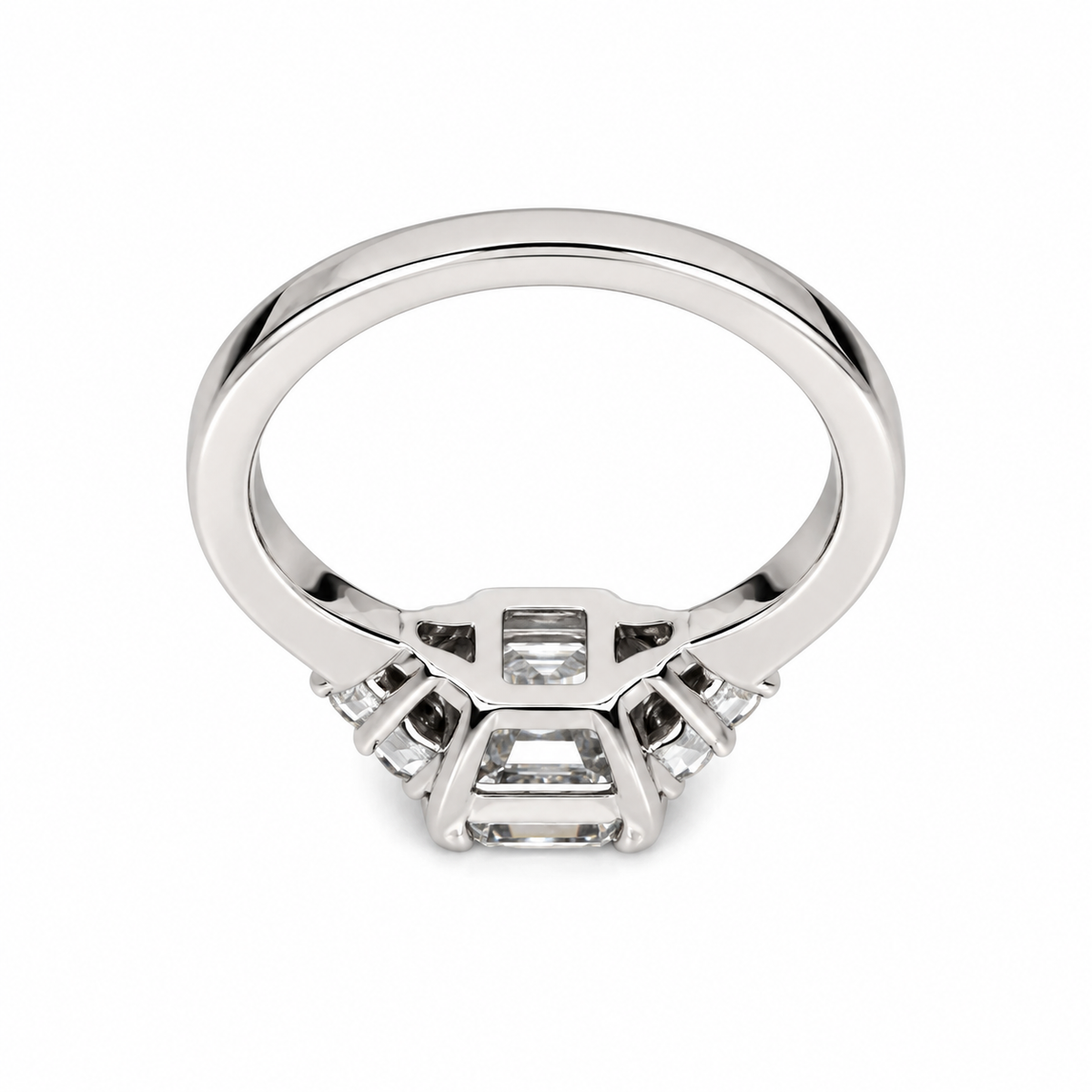 Asscher Cut  Moissanite engagement ring set vintage unique white gold curved band engagement ring women wedding Bridal Promise ring