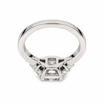Asscher Cut  Moissanite engagement ring set vintage unique white gold curved band engagement ring women wedding Bridal Promise ring