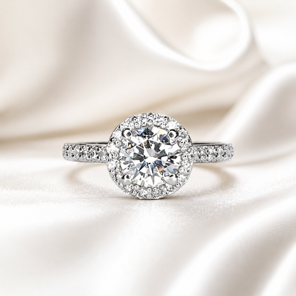 Lab grown diamond engagement ring 14k solid gold, round cut lab created cvd diamond ring, Certified lab grown diamond wedding rings