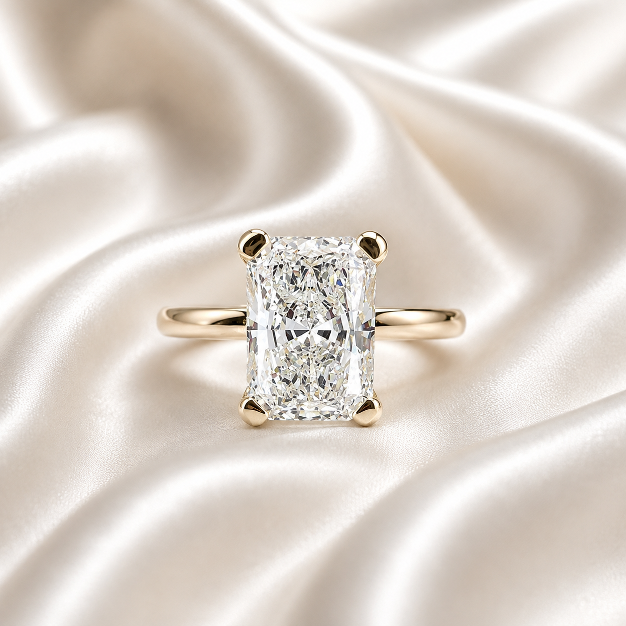 2.00 CT Lab Grown Diamond Engagement Ring | Radiant Cut Lab Created Diamond Ring | Simple Solitaire Diamond Ring | Lab Diamond Ring | 14K Solid Gold