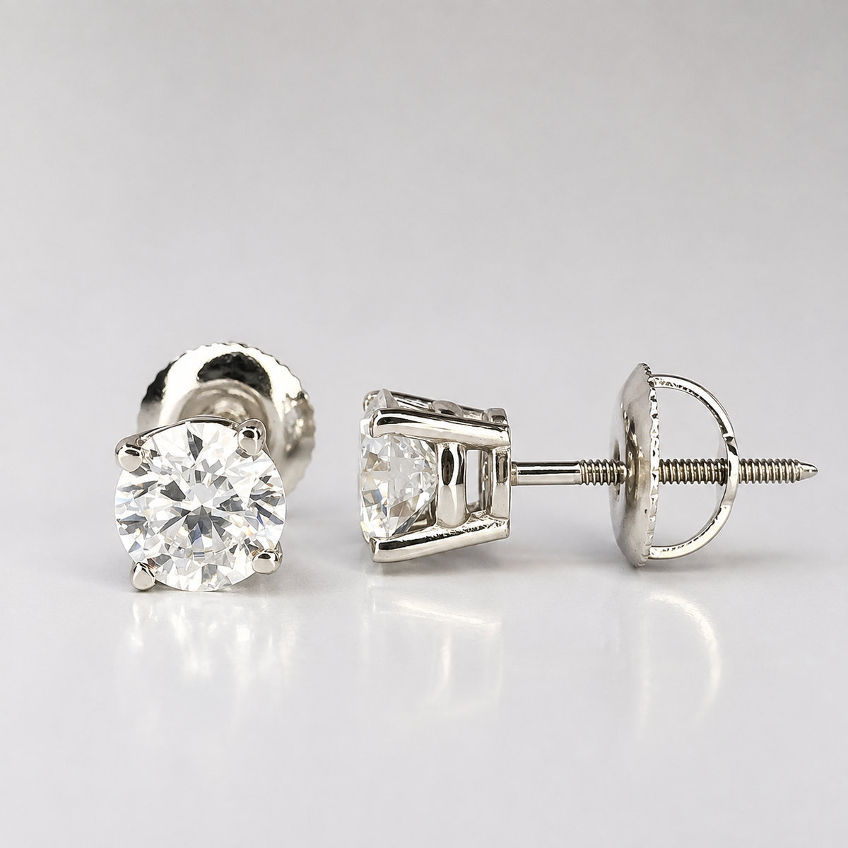 2.00ctw Lab grown diamond stud earrings 14k gold cvd diamond earrings, Lab created diamond studs, round diamond stud earrings unisex