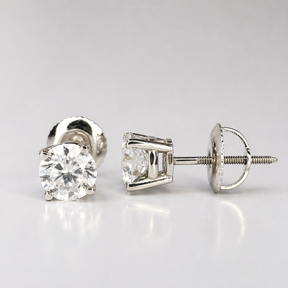 2.00ctw Lab grown diamond stud earrings 14k gold cvd diamond earrings, Lab created diamond studs, round diamond stud earrings unisex
