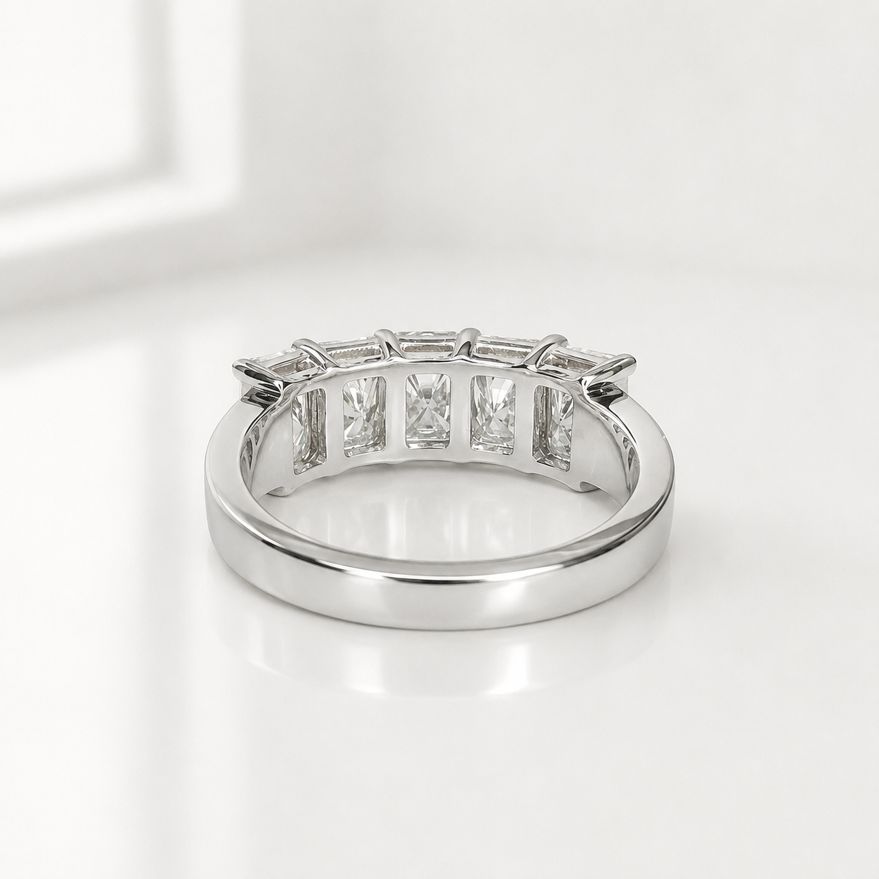 3.00 CTW Lab Grown Diamond Wedding Band 14K Solid Gold , 5 Stone Radiant Cut Lab Created Diamond Ring Diamond Anniversary Gift For Her