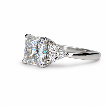 Radiant Cut  Moissanite engagement ring set vintage unique white gold curved band engagement ring women wedding Bridal Promise ring  #7091