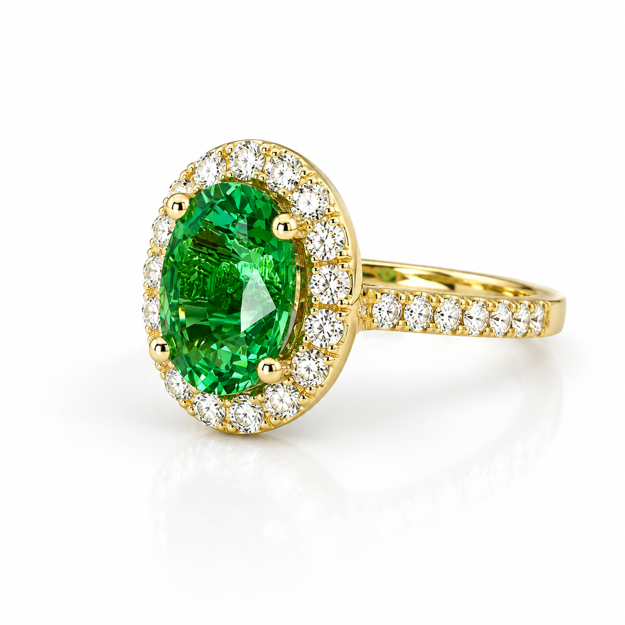 Oval green emerald engagement ring 14k solid gold, Moissanite oval halo engagement ring, Unique wedding anniversary promise ring women #8020