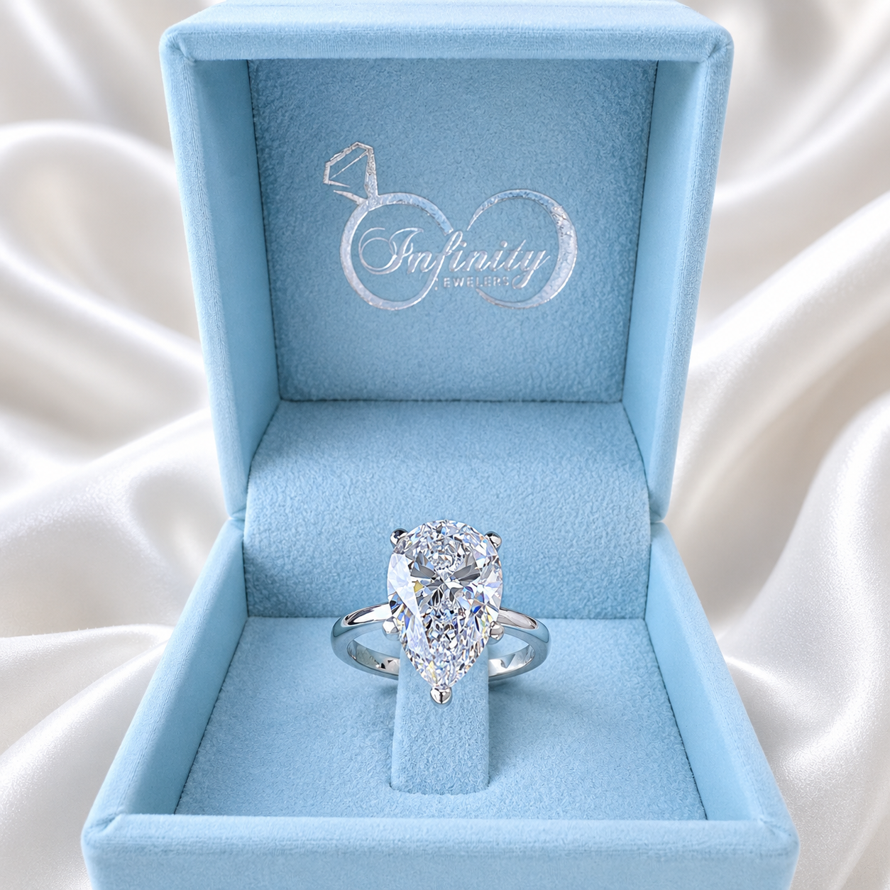 4.00CTW Large Pear Shaped Lab Grown Diamond Solitaire Engagement Ring 14K Gold, 5 Prong Pear Cut Wedding Ring, IGI Certified Diamond, #8748