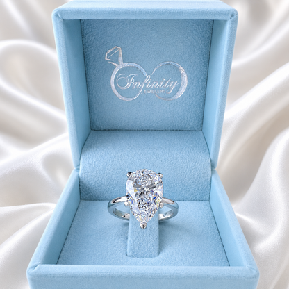 4.00CTW Large Pear Shaped Lab Grown Diamond Solitaire Engagement Ring 14K Gold, 5 Prong Pear Cut Wedding Ring, IGI Certified Diamond, #8748