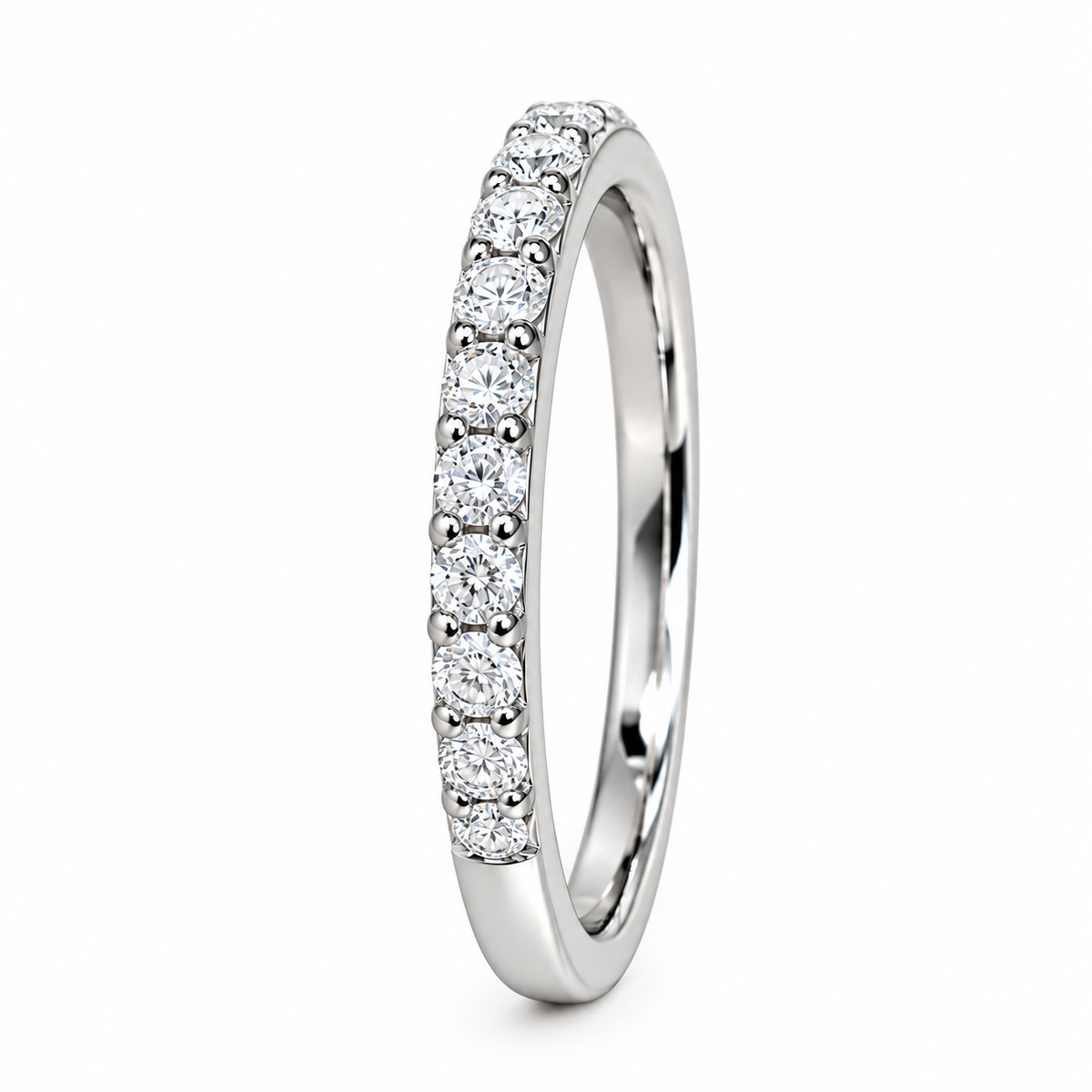 Moissanite Wedding Band,  Round Diamond Brilliant Cut Stone Band,  Anniversary Band  Set In 14K Gold#6584