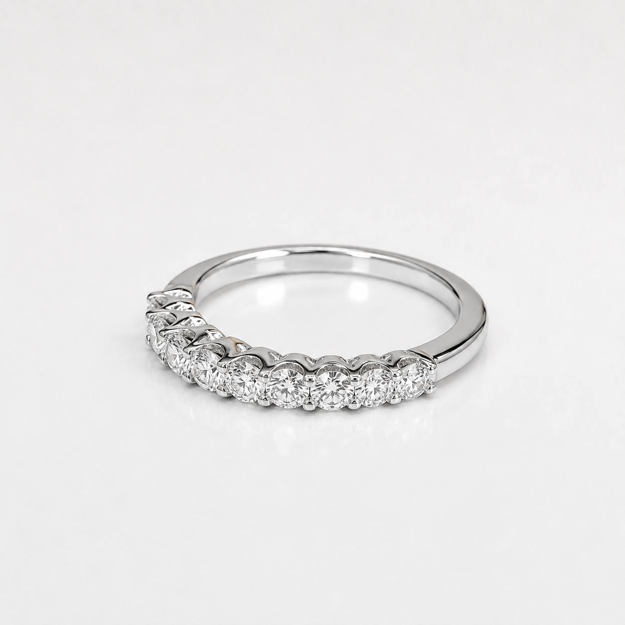 Moissanite Wedding Band White Gold Thin Moissanite Stacking Wedding Band For Women Half Eternity Moissanite Band Dainty Moissanit Ring #7368