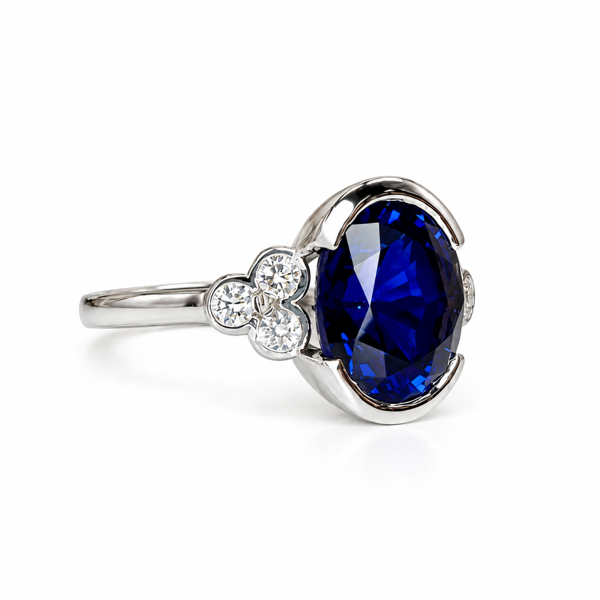 Bezel set blue sapphire engagement ring 14k solid gold Unique oval blue sapphire wedding promise anniversary ring September birthstone