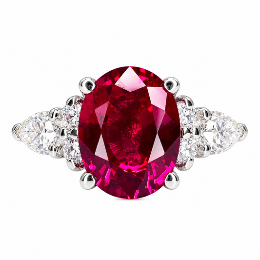 Oval Ruby Engagement Ring Vintage Unique White Gold Engagement Rings Women Pear Cluster Ring Moissanite Wedding Bridal Promise Rings #7326