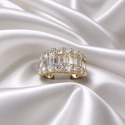 Lab Diamond Wedding Band Baguette With Round Cut Lab Diamond Anniversary Band #8804