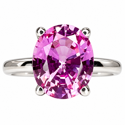 Pink Sapphire Solitaire Ring, Ladies Sapphire Engagement Ring, 14k White Gold Ring, Oval Sapphire Anniversary Ring, Birthstone Ring, #6448
