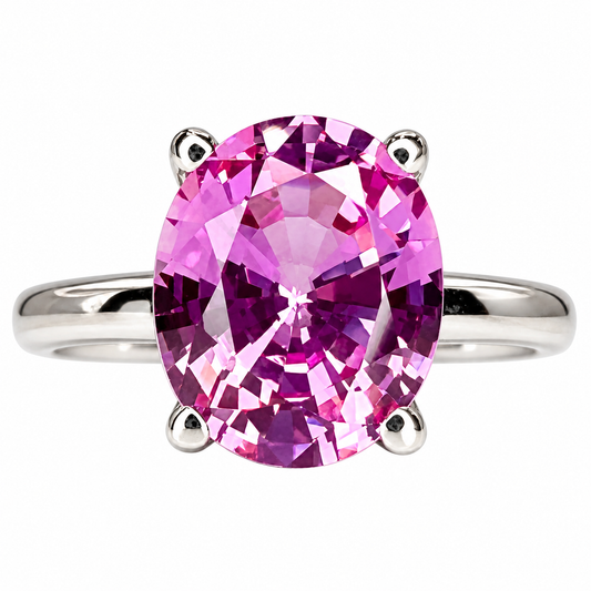 Pink Sapphire Solitaire Ring, Ladies Sapphire Engagement Ring, 14k White Gold Ring, Oval Sapphire Anniversary Ring, Birthstone Ring, #6448