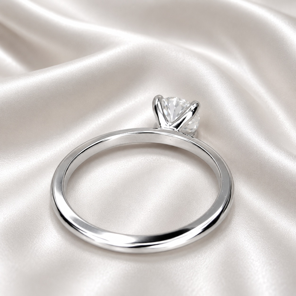 1 Carat Round Brilliant 4 Prong Setting Lab Grown Diamond Engagement Ring in 10k/14k Gold, Round Solitaire Diamond Ring IGI Certified #8844