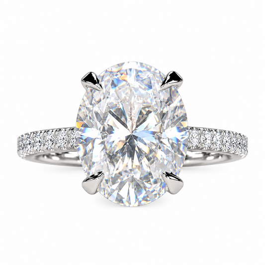 Elongated Oval Moissanite Engagement Ring 14K White Gold Hidden Halo Moissanite Engagement Ring Women Wedding Anniversary Promise Ring #7249