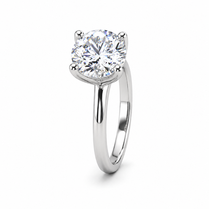 Mossiante Round Solitaire Engagement Ring, Round Brilliant Moissanite Wedding Ring, 14k White Gold Solitaire Moissanite Ring For Her   #6637