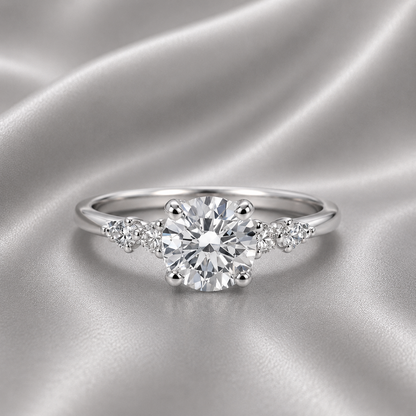 0.50 CT Dainty Round Lab Grown Diamond Promise Ring, Diamond Engagement Ring for Women, Ring in 14K Yellow White Gold #8850