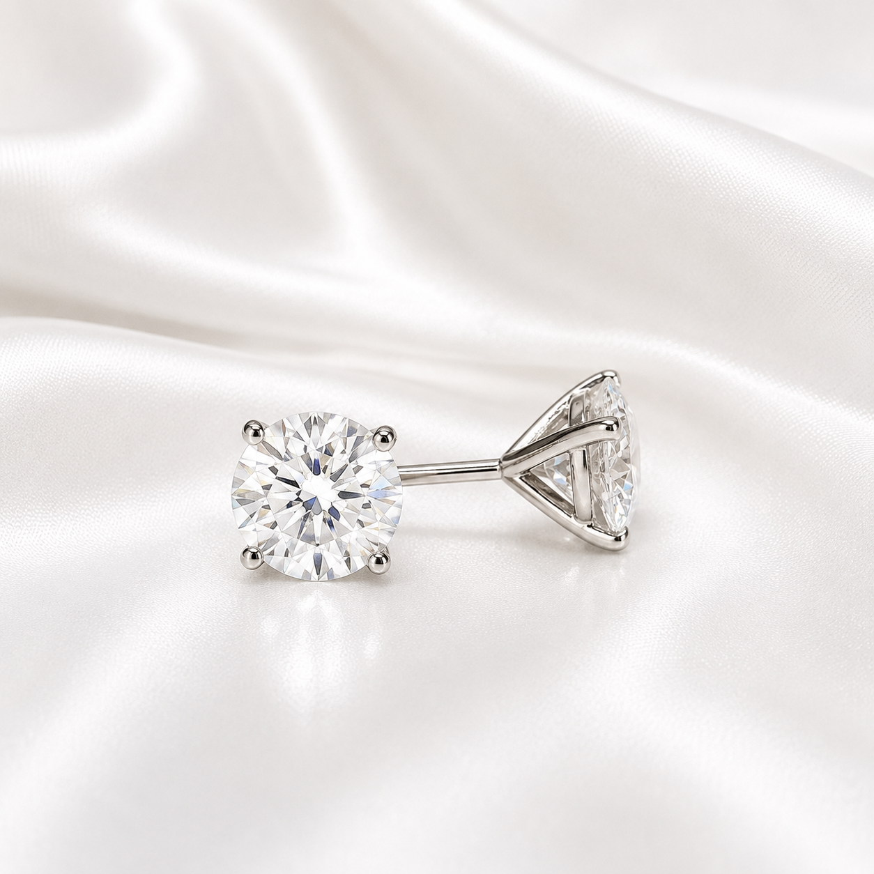 Martini Style Moissanite Stud Earrings , 1.60 ctw. To 3.80 ctw. 14K Gold , Unisex Moissanite Stud Earrings , Simple Stud Earrings #8826